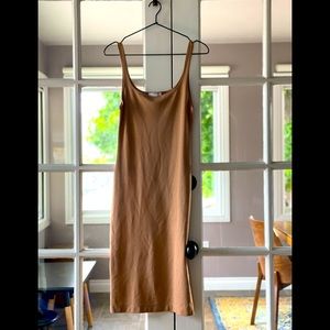 ZARA. nude. sleeveless bodycon dress. size medium. snug fit.